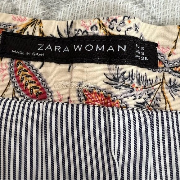 Zara Woman Floral Fitted Tulip High Paper Bag Waist Mini Skirt w/ Pockets - Picture 8 of 11